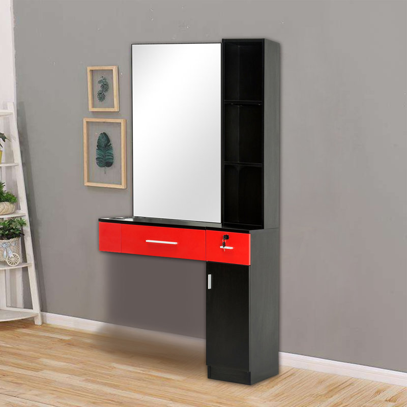 Ivy Bronx Brecken Hair Styling Barber Station Floating Desk with Hutch